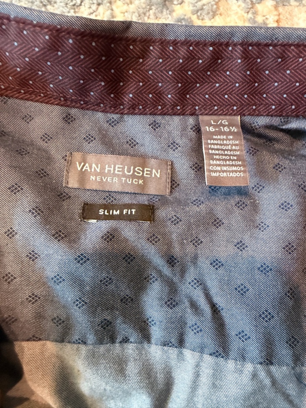 Van Heusen Slim Fit Shirt - Blue Interior with Burgundy Trim
